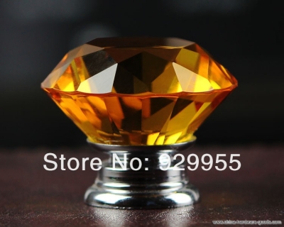 new 30mm crystal amber round cabinet knob drawer pull handle kitchen door wardrobe/k9 diamond