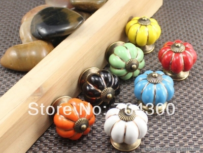 new arrive pumpkin knobs europe ceramic door cabinet cupboard handles pull drawer