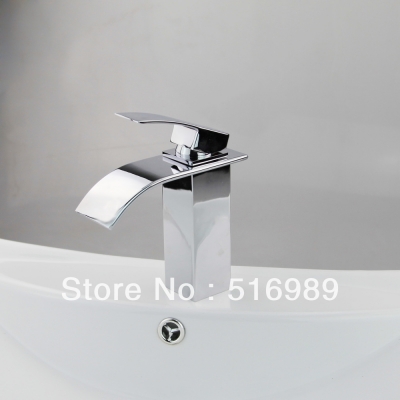 new brand waterfall spout bathroom single handle chrome faucet vessel lavatory mixer tap nb-058 [waterfall-spout-faucet-9513]