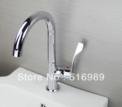new kitchen swivel spout single handle sink faucet spray mixer taps brass chrome kkk19 [kitchen-mixer-bar-4387]