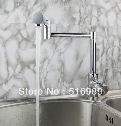 polished brass single handle swivel spout mixer kitchen faucet chrome hejia134 [kitchen-mixer-bar-4400]