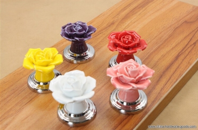 rose flower jewelry box handles and knobs ceramic drawer knobs [Door knobs|pulls-875]
