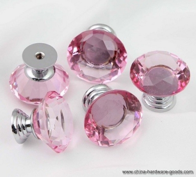 sparkling 10pcs/lot crystal glass clear diamond cupboard wardrobe cabinet door handle knobs drawer for kitchen furniture pink