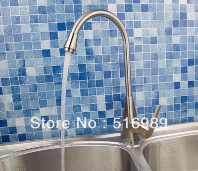 spray 360 degrees swivel spout kitchen faucet in brushed nickel finish kitchen sink faucet mixer mak45 [kitchen-mixer-bar-4420]
