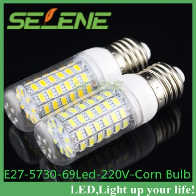 ultra-bright 10pcs/lot e27 bulb led lighting smd5730 ac220v led corn bulb lights e27 20w 69led 5730 smd led corn