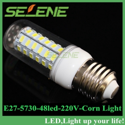 ultra-bright 10pcs/lot e27 smd5730 ac220v-240v led corn bulb lamp light e27 15w 48led 5730 5730smd led lighting