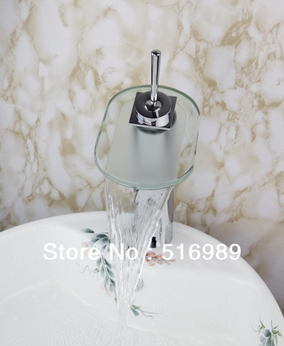 waterfall single hole bathroom basin sink mixer vessel faucet chrome tap tree591 [glass-faucet-3703]