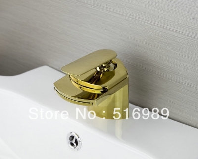 waterfall spout bathroom surface deck mount bathroom basin faucet golden tap tree394 [golden-3902]