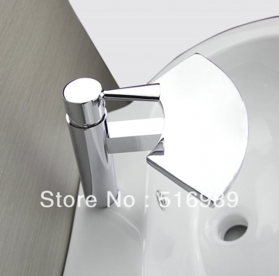 waterfall spout chrome brass bathroom faucet spout vessel basin sink mixer tap single handle ln06163