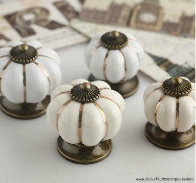 10pcs europe ceramic door cabinets cupboard pumpkins white knobs handles pull drawer [Door knobs|pulls-1379]