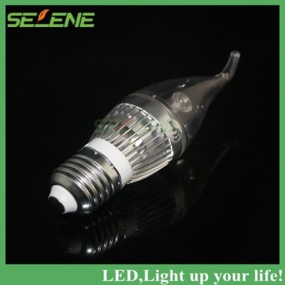 10pcs/lot led candle light 3w high power e27 lamp bulb warm white/ white led bulb 110v 220v [led-candle-light-4782]