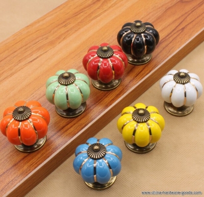 10pcs/lot pumpkins knobs europe ceramic door cabinet cupboard handles pull drawer