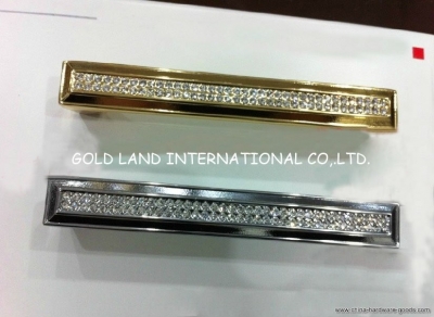 128mm golden-color k9 crystal glass long furniture bedroom handle