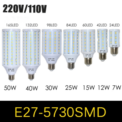 1pcs e27 e14 5730 5630 smd led corn bulb ac 220v ac 110v 7w 12w 15w 25w 30w 40w 50w high luminous spotlight led lamp light [5730-high-power-series-908]