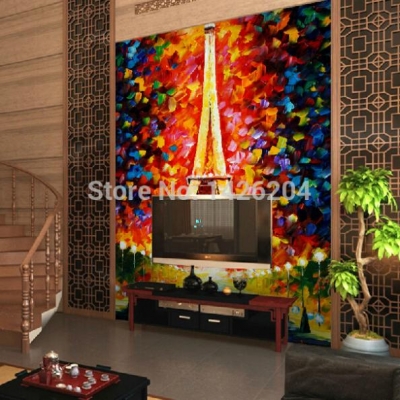 3d eiffel tower large wallpaper murals for corridor and aisle,abstract painting of wall paper,wall murals for living room [3d-large-murals-wallpaper-658]
