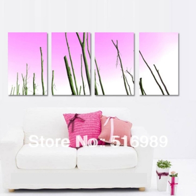 4 piece wall art purple flowers water side landscape oil painting on canvas ew9vnv [painting-7675]
