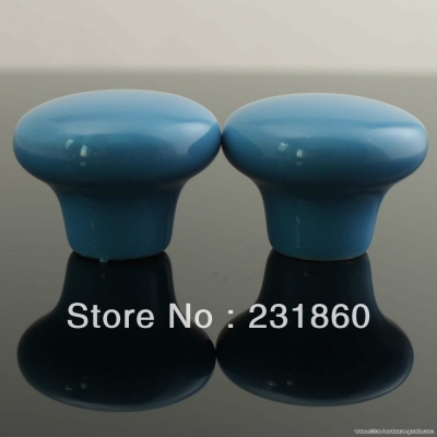 4 x blue round ceramic door knobs cabinets drawer bedroom cupboard pull handle