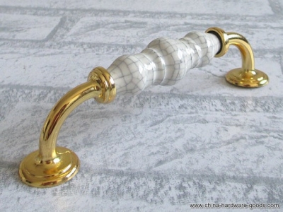 5" large drawer handles / kitchen cabinet handle pulls / dresser pull handles knobs white gold ceramic furniture door hardware [Door knobs|pulls-1536]