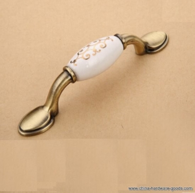 6226-qj 76mm 2.99" ceramic flower wardrobe cupboard knob drawer door pulls handles [Door knobs|pulls-2104]