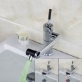 92420a/87 bathroom led with 3 color polished chrome finished deck mounted swivel single handle faucet tap
