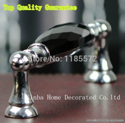96mm k9 black crystal glass handles black and clear knobs for cupboard kitchen cabinet bedroom cabinet