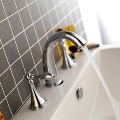 brass chrome bathroom sink faucet 4" minispread basin & cold mixer deck mounted water tap torneirta para pia de banheiro [deck-mounted-basin-faucets-2799]
