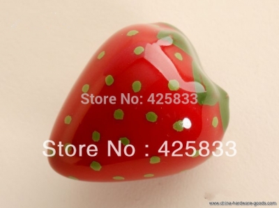 cartoon strawberry ceramic handles kitchen pulls dresser knobs drawer children lovely pulls