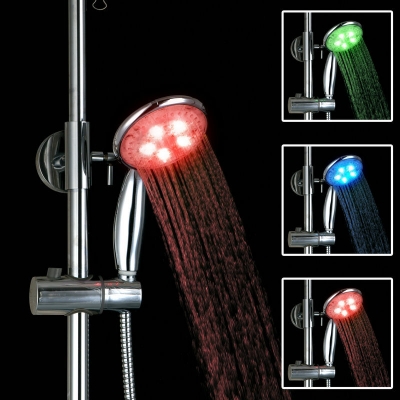 chrome handheld shower head round chrome finish multi-color led hand shower dd12 [hand-shower-3910]