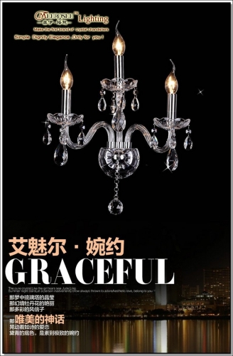 classic crystal wall sconces light glass wall bracket with 3 candle light