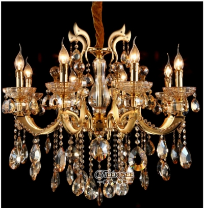 deluxe golden crystal chandelier light md8734 with 8 arms