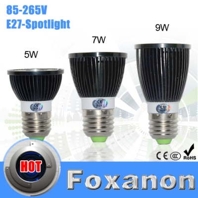 foxanon brand e27 led lamps 85v-265v 220v 110v 127v new design 5w 7w 9w cob spotlight bulb leds spot light lighting 1pcs/lot