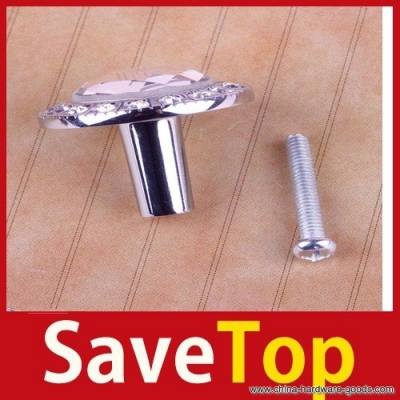 full new [savetop] new round clear crystal glass pull handle cupboard wardrobe drawer cabinet knob latest style [Door knobs|pulls-472]