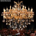 ! gold 18 arms large crystal chandelier lamp crystal lustre suspension light fixture for foyer el md3106 d950mm h850mm