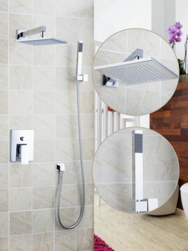 hello bathroom shower chuveiro set solid brass 8" shower head 50222-43a/122 rain shower set with long hand shower