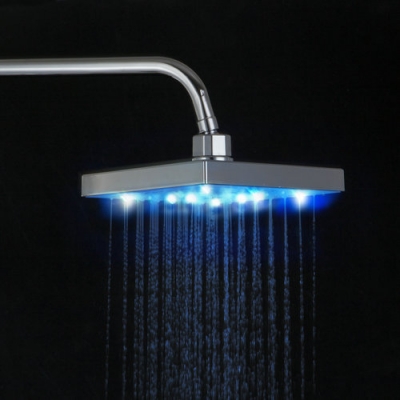 hello led color changing bathroom 8" square rain bathroom shower head chrome finish [led-shower-head-5978]