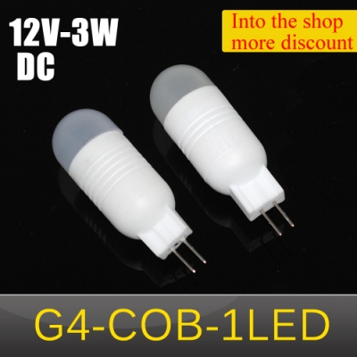 high power led lamps g4 cob 1leds 3w crystal chandelier dc 12v ceramic body led bulbs non-polar pendant light 5pcs/lots [g4-base-type-series-3353]