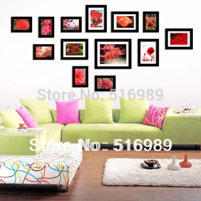 home household living room bedroom fp-13-b 13 pcs wall mounted black foaming material po frame [photo-frames-7964]