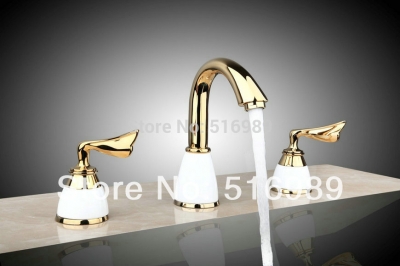 l96188 perfect deck mounted 3 pcs luxury golden excellent quality bathtub tap mixer faucet [golden-3854]