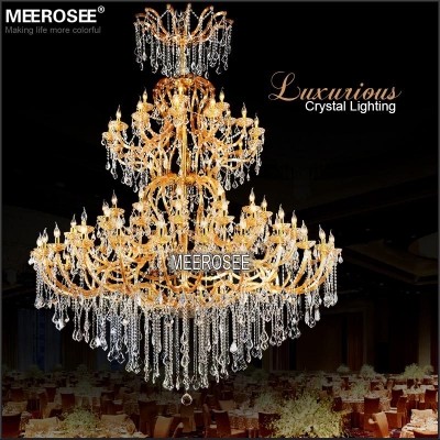 large el crystal chandelier light fixture maria theresa amber golden led crystal light for lobby stair hallway project
