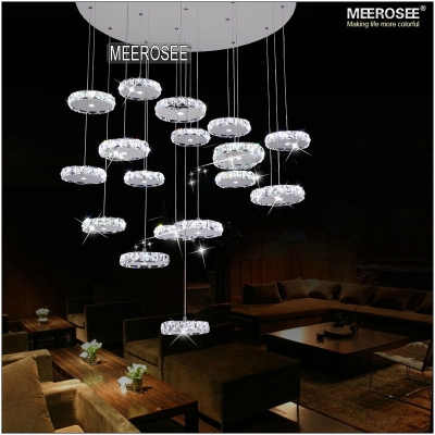 large led crystal ceiling light fixture crystal ring lustre lamp led light for stairs staircase hallway, lobby md2337