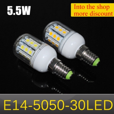 led lamps e14 5050 30led 220v led corn bulbs 5.5w 5050 smd spot light & lighting 4pcs/lot