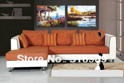 modern 2 pcs huge water happy on canvas decorative oil painting art bree18 [painting-7710]