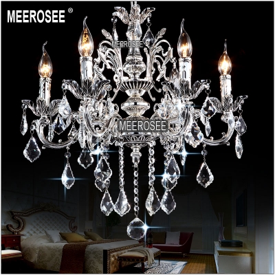 silver chandeliers vintage zinc alloy light lamps for dinning room with 6 arms fixture for led bulb crystal chandelier light [alloy-chandeliers-1153]