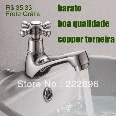 solid brass bathroom sink single cold chrome faucet copper tap sanitary ware torneira kitchen [deck-mounted-basin-faucets-2955]