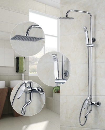 square 8" a grade abs plastic shower head chrome bathroom brass shower faucet shower set ds-53030 [shower-faucet-set-8443]