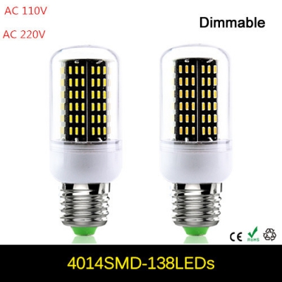 ultra high lumen dimmable 4014 smd led corn bulb e27 220v 110v 138leds replace incandescent 120w led lamp light chandelier [4014-chip-series-105]