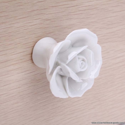 vintage rose flower ceramic door knob white creative chest of drawer dresser cupboard pull handle