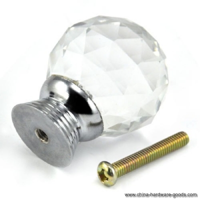 whole price 2pcs crystal glass door knobs drawer cabinet furniture kitchen handle - clear, in stock,
