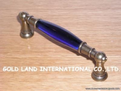 128mm l145xh40mm crystal glass bronze-coloured furniture handle