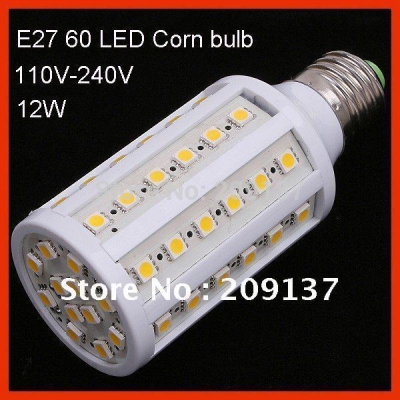 12w e27 5050 smd 60 led corn light bulb energy saving lamp 110v-240v white/ warm white